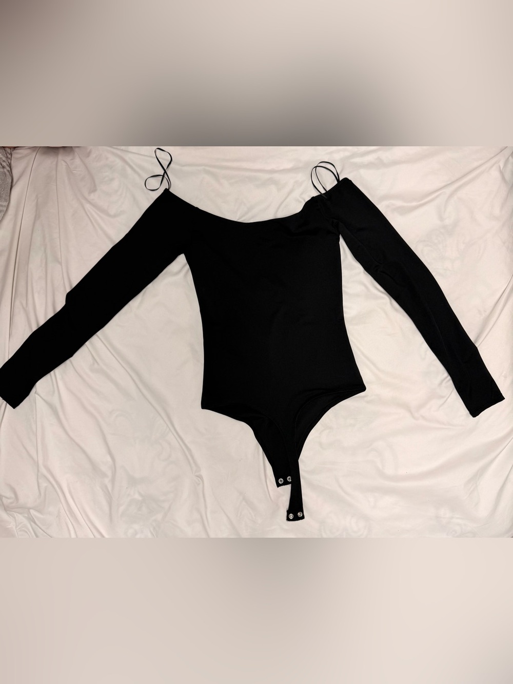 Black Off-Shoulder Long Sleeve Bodysuit